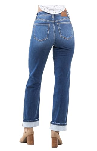 Judy Blue High Waist Contrast Wash Thermal Straight Leg Jeans, 825612