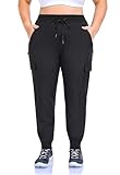 ZERDOCEAN Women's Plus Size Hiking Pants Lightweight Quick Dry Cargo Joggers Athletic Pants Black 5X
