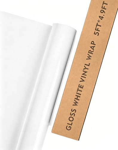 Image of Gloss White Vinyl Wrap,5ft x 4.9ft Scratch Resistance Car Wrap for Motorcycles, Laptops, Cell Phones and Furniture with Air Release Technology (Gloss White)