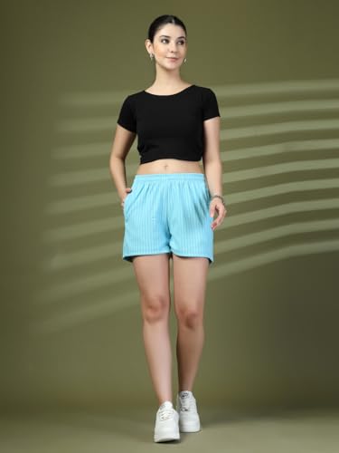 Image of UZARUS Women's Elastic Waist Shorts Night Wear Sports and Running Gym Workout and Yoga Regular Fit Short for Women Combo (Pack of 2)