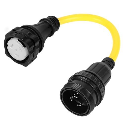 1.5FT Shore Power Adapter NEMA L5-30P to SS2-50R, RV Electrical Adapter Cord RV 30 Amp Male to Marine 50 Amp Female, Camper Power Adapter with Locking Ring and Seal Ring