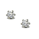 BDC Jewellery - earrings for women 9ct White Gold Filled Small 3mm Stud Earrings with White CZ Crystals 9K GF
