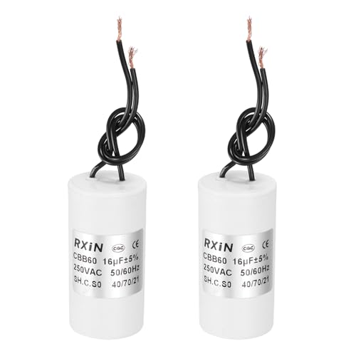 Condensateur CBB60 16uF 250V lot de 2 pour moteur de lave-linge et compresseur blanc