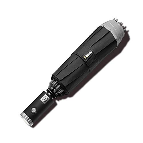 Galatée Taschenschirm Mini Regenschirm Windproof Sturmfest 10 Ribs Hydrophobes Material Auf-Zu Automatik leicht & kompakt Mit LED-Licht und Nachtreflexstreifen (Schwarz) Cover