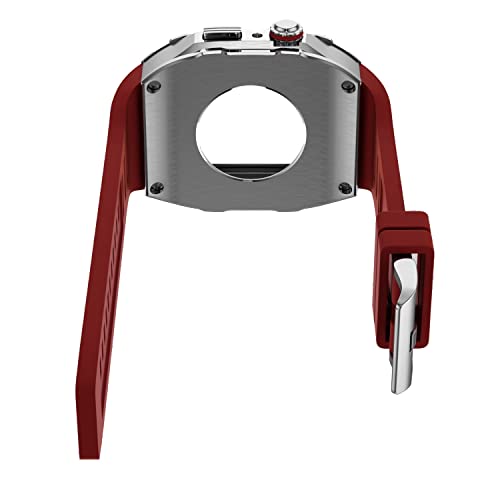 Kit de modification luxe pour Apple Watch boîtier métal argent et bracelet jaune - 7