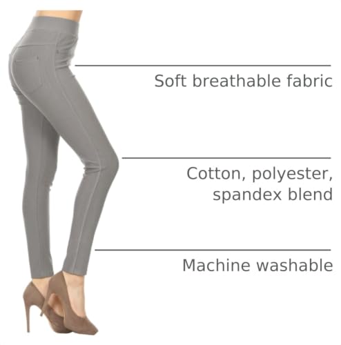 Image of Leggings Depot Women's Cotton Blend Stretch Pull-on Jeggings Casual Pants with Pockets (Available in Plus Size)