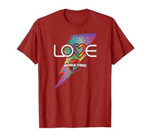 Universal Parks Love Universal Rainbow Bolt T-Shirt, Men, Cranberry Red, Medium