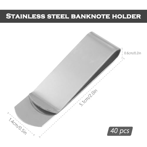 Keboyoe 40 Stück Geldklammer, Geldklammer Edelstahl, Geldklammern für Geldscheine Silber, Geldscheinklammer Edelstahl, Geldklammern Set für Bargeld Rechnungen Kreditkarte Dokumente Banknote