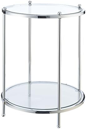 Convenience Concepts Royal Crest 2 Tier Round End Table, Clear Gl...