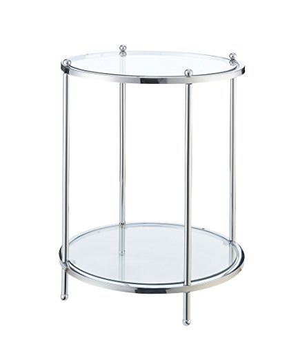 Convenience Concepts Royal Crest 2 Tier Round End Table, Clear Gl...