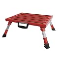 Homeon Wheels Foldable RV Step Stool, Portable Aluminum Platform with Anti-Slip Safety Surface and Handles, Adjustable Height Folding Steps Support Up to 1000 lbs, 16.5" x 11.8", Red