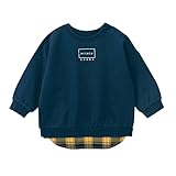 [ベルメゾン] スウェットシャツ 長袖 裾チェッ クレイヤード風 女の子 男の子 ベビー スウェット ネイビー 95