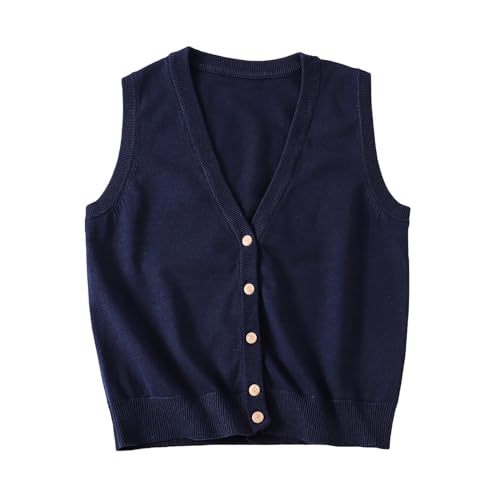jinghuiyue V Neck Sweater Vest for Women Trendy Sleeveless Cardigan