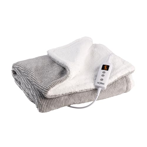 Solac - Manta elétrica Kalmar 120 W | 150 x 90 cm, 8 níveis de temperatura | 9 h temporizador, auto-desligado, proteção de aquecimento, ultra suave, lavável 30 °C (conector removível)