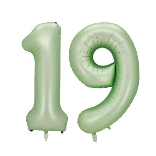 Guoguonb 40 Zoll Zahl 19. Geburtstag Deko Riesen Aufblasbar Helium Folienballon Nummer 19 Luftballons Personalisiertes Design Ballon für Gedenktag Geburtstag Dekoration (Wassermelone Grün)