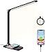 Produktbild Schreibtischlampe Led mit Induktiv Wireless Charger, Tischlampe mit USB-Ladeanschluss 5 Farb 3 Helligkeitsstufen Dimmbar Touch Control Faltbare Bürolampe für Schlafzimmer, Wohnheim