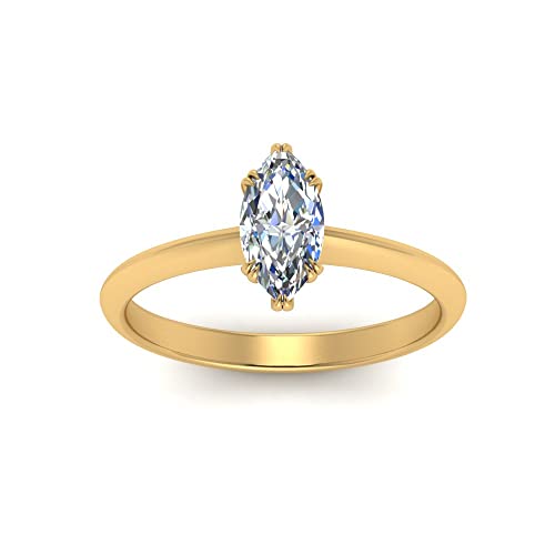 Bague solitaire en diamant marquise conique et pierre de naissance en or jaune