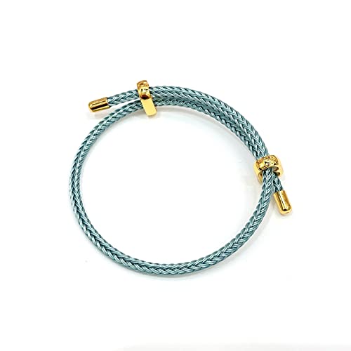 Caiyao Unisex Steel Rope Bracelet Couple Bracelet Simplicity Fashion Titanium Buckle Adjustable Wire Rope Bracelet for Women Men Jewelry Gift-light blue