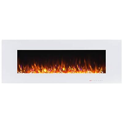 Valuxhome 50 Inches Fireplace Wall Mounted, Electric Fireplace Heater 1500W with Remote Control, Timer, Thermostat, White