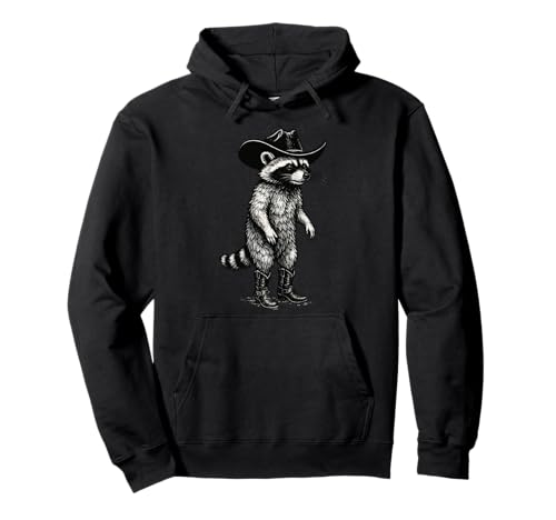 Raccoon Cowboy Cowgirl Western Country Sudadera con Capucha