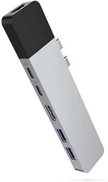 HyperDrive Mac USB C Hub Adapter، Sanho USB Type C Multi-Port Hub MacBook Pro 2020 2019 2018-2016، MacBook Air 8-in-2 Dongle w USB-C 100W PD، 4K HDMI، MiniDP, قارئ بطاقة microSD / SD ، 2xUSB A- فضي