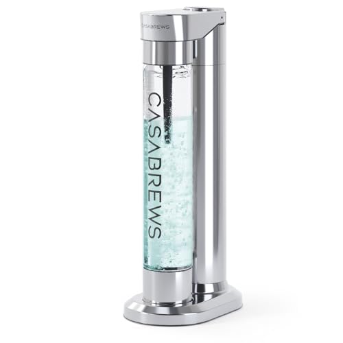 CASABREWS EDGE Soda Streaming Machine, Stainless Steel Sparkling Water Maker with Dual Safety Valves, BPA Free Bottle Soda Maker Carbonates Water, Wine, Juice, Uses 60L CO2 Carbonators (NOT