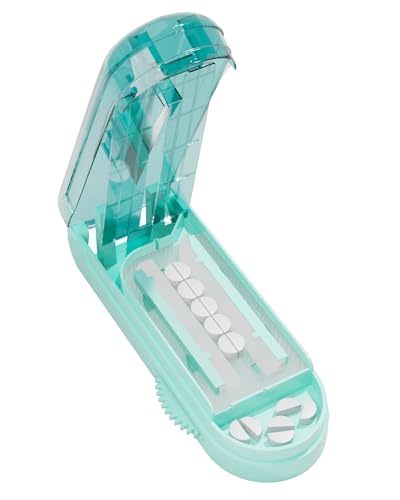 Image of Pill Cutter Splitter for Small and Tiny Pills, Pill Splitter Accurately Cuts Multiple Pills at Once for Large and Small Medicines, Sharp Blade with Safety Guard (Green)