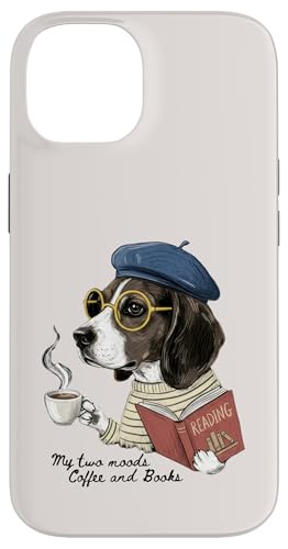Dog Reading Book Coffee Dark Academia Intellectual Reader �X�}�z�P�[�X iPhone 14 �p