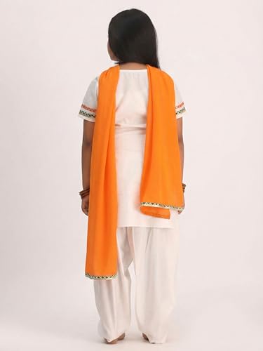 Image of VASTRAMAY Girls White Viscose Kurta Set | Traditional Indian Outfit