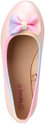 Kensie Girl Shoes - Classic Leatherette Ballet Flats With Glitter Bow (Toddler/Girl), Size 8 Toddler, Pink Multi Glitter #TOP4