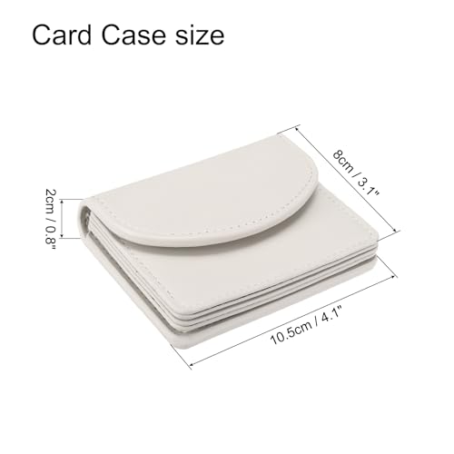 Image of uxcell PU Leather Business Card Case, Business Name Card Holder Wallet with Magnetic Shut Pocket Holder for Women Credit ID Card, White