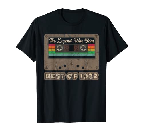90 cumpleaños Mejor de 1932 Cassette Tees Legend Was Born Camiseta