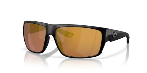 Costa Man Sunglasses Matte Black Frame, Gold Mirror Lenses, 64MM2