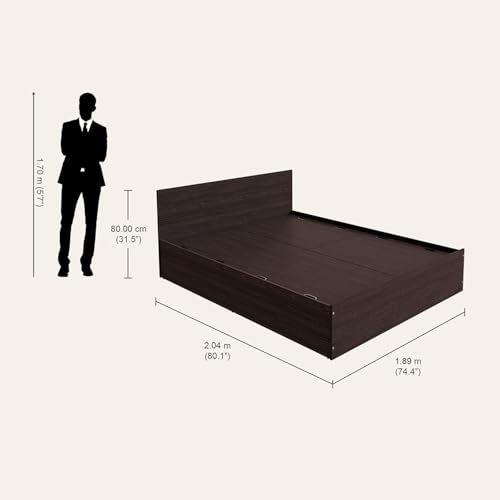 Image of Interio by Godrej EWA Engineered Wood Bed with Box Storage (King), 1-Year Warranty, Wenge, Particle Board