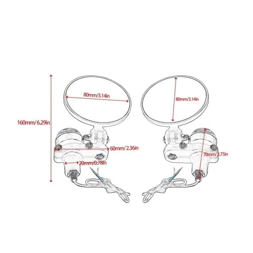 Retrovisor moto LED con intermitentes para cafe racer y custom 4