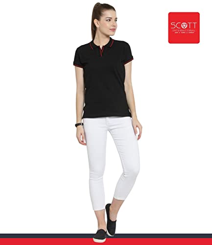 Image of Scott International Women's Regular Fit 100% Pure Organic Cotton Polo T-Shirt | Womens Polo Collar Neck T-Shirt | Cotton Plain Polo Neck Half Sleeve T-Shirt | Tshirts for Women