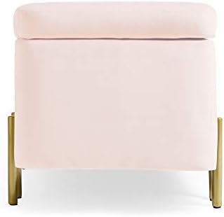 BTFY Storage Ottoman  Pink Velvet End of Bed Bench With Gold Metal Legs - Window Seat Chest for Bedroom, Hallway, Living Room & Lounge - Footstool, Pouffe, Chaise Longue for Shoe & Bedding Storage