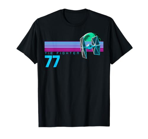 Star Wars Tie Fighter 77 Neon Retro Skyline Graphic T-Shirt T-Shirt