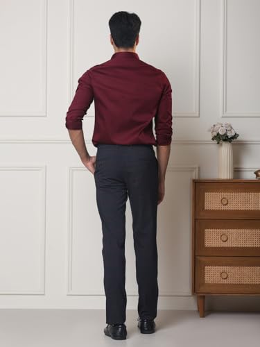 Image of SUBTRACT Men's Slim Fit Solid Spread Collar Cotton Satin Evening Shirt | Stylish Men's Wear Shirt for Office or Party