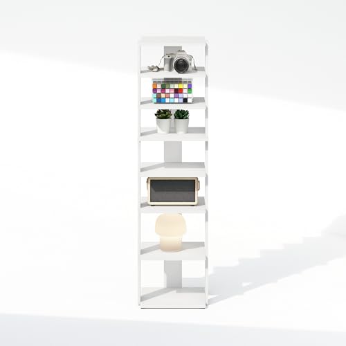 Image of Furinno Turn-N-Tube Corner Shelf, 8-Tier Display Rack, Vertical Corner Storage Rack, Space Saving Organization and Storage, Entryway, Living Room, Closet, White