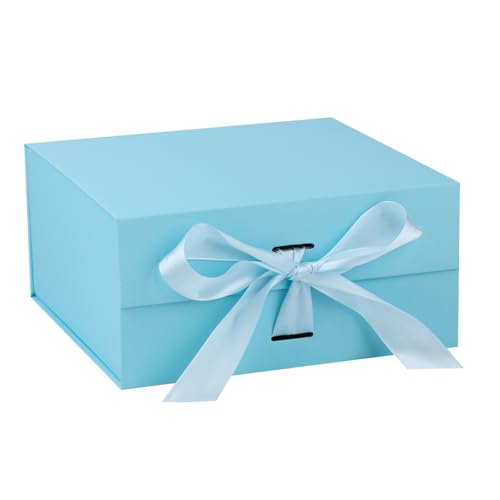 OEMVALATY Light Blue Gift Box 6x6x3 Inches Gift Boxes with Lids for Presents with Magnetic Closure and Ribbon for Wedding Storage Birthday
