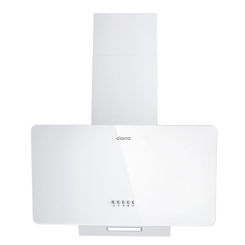 CIARRA Dunstabzugshaube 60cm Umluft Kopffreie Schräghaube 350m³/h Abluft 3 Stufen Wandmontage Abzugshaube Weiß CAW6750