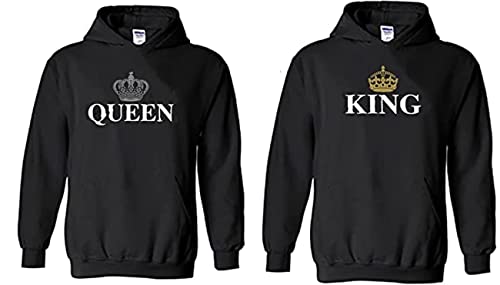 Southern Sisters His Queen Matching Couples Hoodie For Her Medium Black