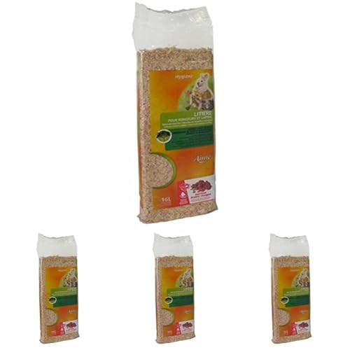 Aime Litière Compressée Fruits Rouges 16 L pour Petits Animaux (Lot de 4)