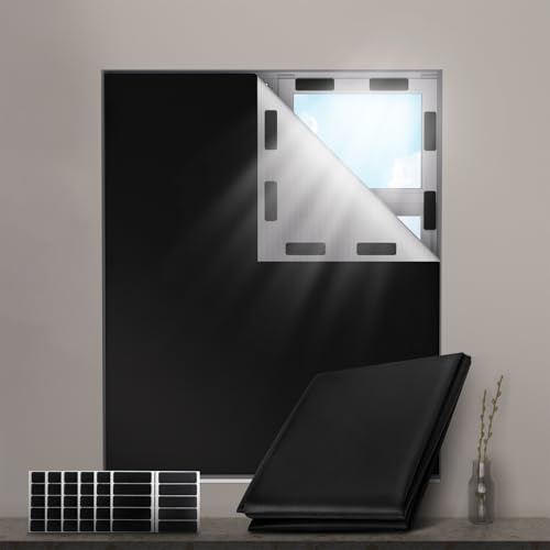 Valquid Blackout Blind, Portable Blackout Blinds on Blinds, Temporary Blackout Curtains with 30 Velcro Suitable for Cutting any Size Shape - for Bedroom, Indoor and Outdoor 300X145cm