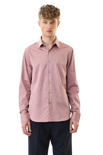 Image of SNITCH Men Formal Shirt | Slim Fit Full Sleeve Classic Collar Solid Pattern | Premium Cotton Blend & Breathable Fabric for Office