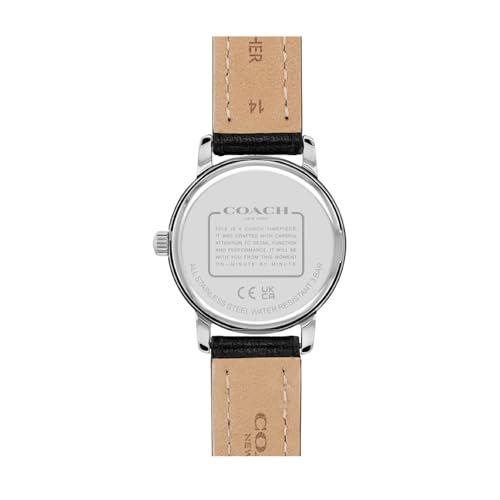 Image of Coach Grand Qtz Basic Silver White Round Dial Women's Watch|Black Calfskin Material|Black Color Band - 14503875