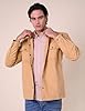 Enorsia Mens Premium Twill Shacket with Classic Collar, Long Buttoned Sleeves, Button-Through Front Fastening (Khaki, XXL) #1