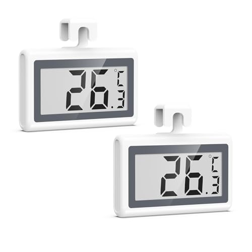 Thermomètre de réfrigérateur numérique, AMIR Thermomètre congélateur amélioré, LCD Affichage & Dos magnétique pour réfrigérateur, 2 Pack Thermomètre réfrigérateur pour la maison, cuisine