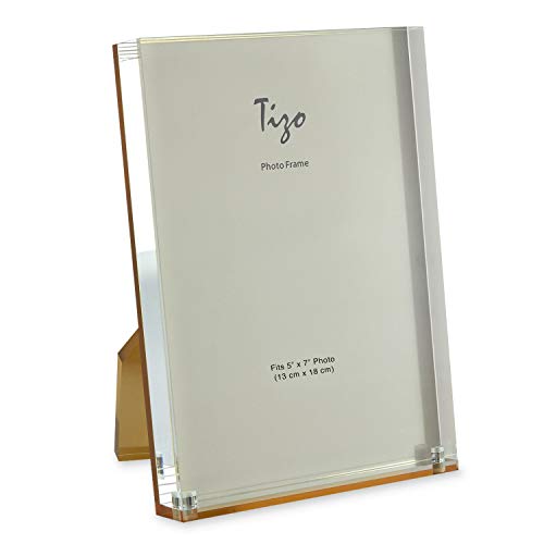 Tizo Design Vertical 5X7 Lucite Picture Frame, Durable 1 Inch Thick Clear Lucite & Magnetic Closures, Elegant & Practical Boutique Quality Photo Frame (Multiple Colors Available) #TOP9